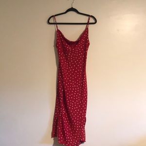 Brand New! NastyGal Red and White Heart Cowl Neckline Slip Dress